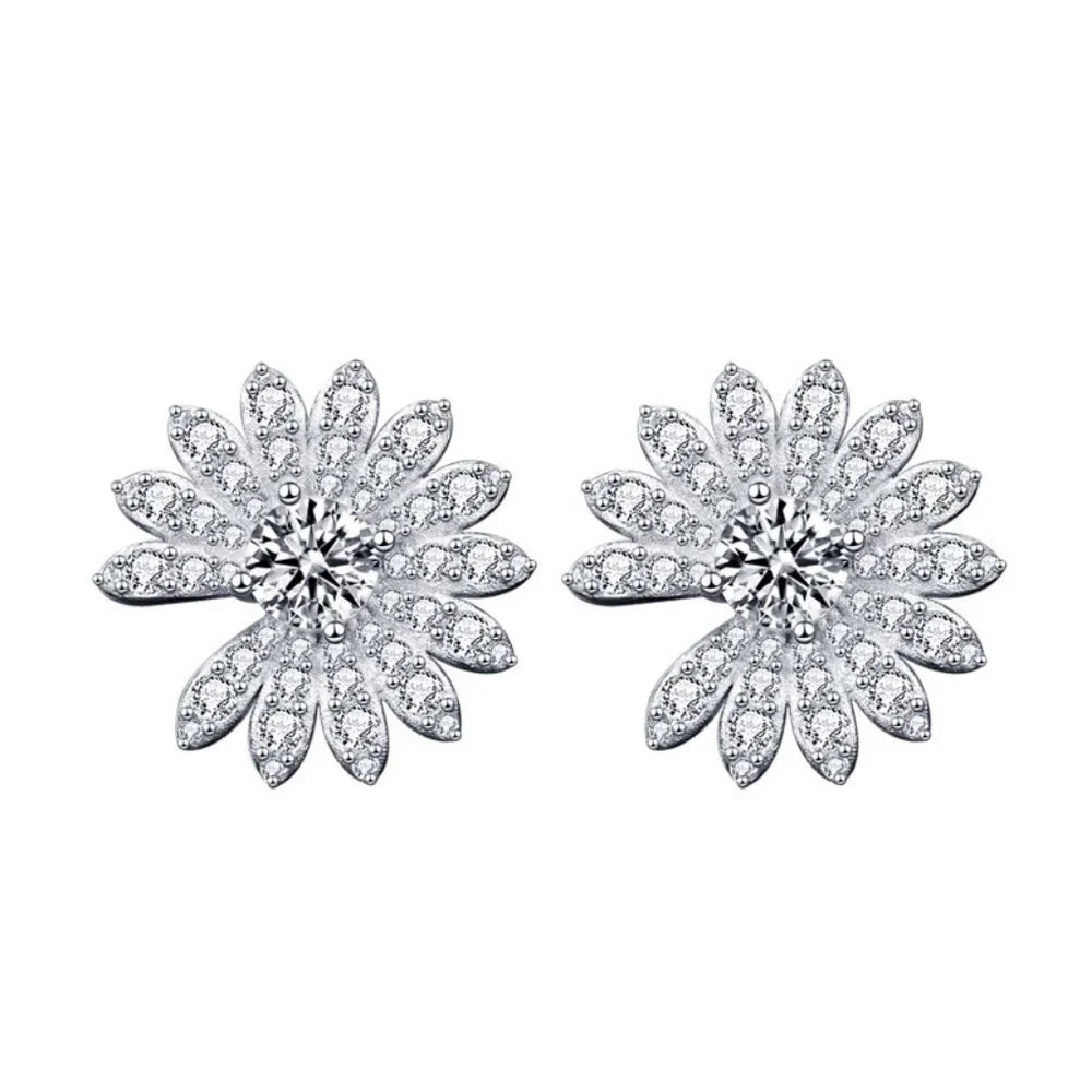 Certified 1ct. t.w. Diamond Moissanite Daisy Flower Stud Earrings NEW